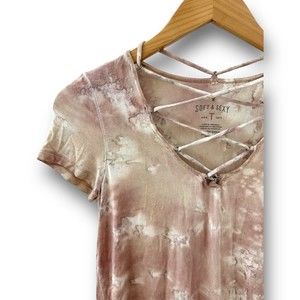 American Eagle Soft Sexy T-Shirt Tye Dye Beige Pink Women’s XS